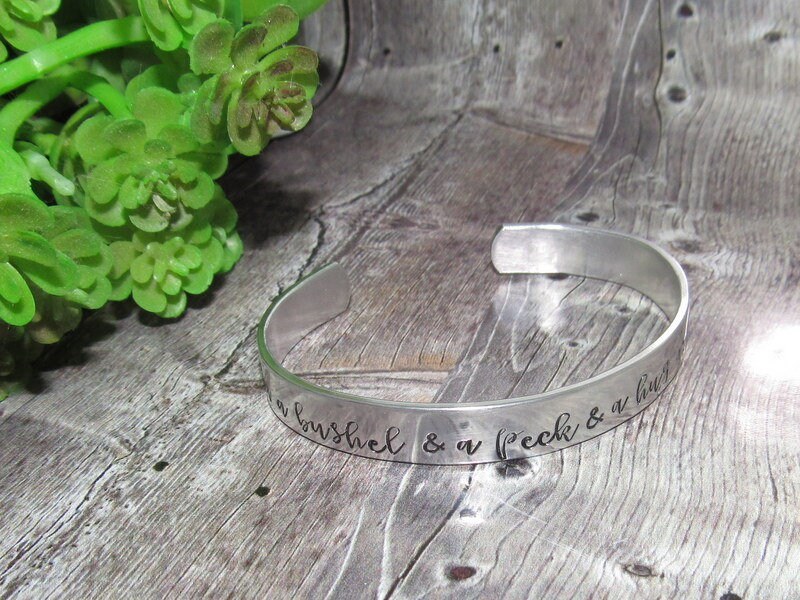 pewter I love you a bushel and a peck cuff, Mother daughter gift, hand stamped cuff bracelet ,personalized jewelry, handstamped jewelry, view 5