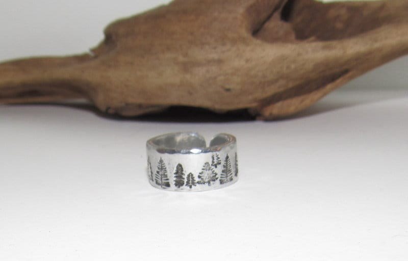 Trees Inspirational Ring, Nature Inspirational Ring ,Personalized Silver Hand Stamped Ring, Forest Aluminum Hand Stamped Ring