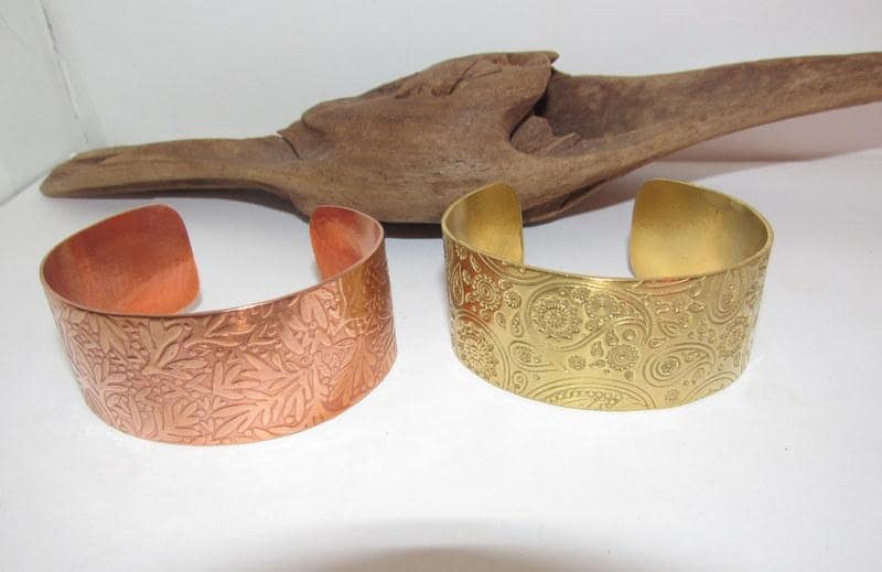Copper Floral Print Embossed Cuff, boho paisley jewelry, personalized cuff bracelet, Bff gift, western jewelry cuff,, view 2