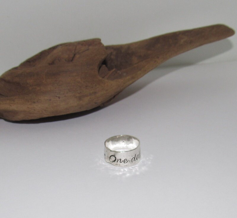 One day at a time Sterling silver ring, custom personalized ring, thumb ring, hand stamped jewelry for mom, Anniversary gift for mom, view 5