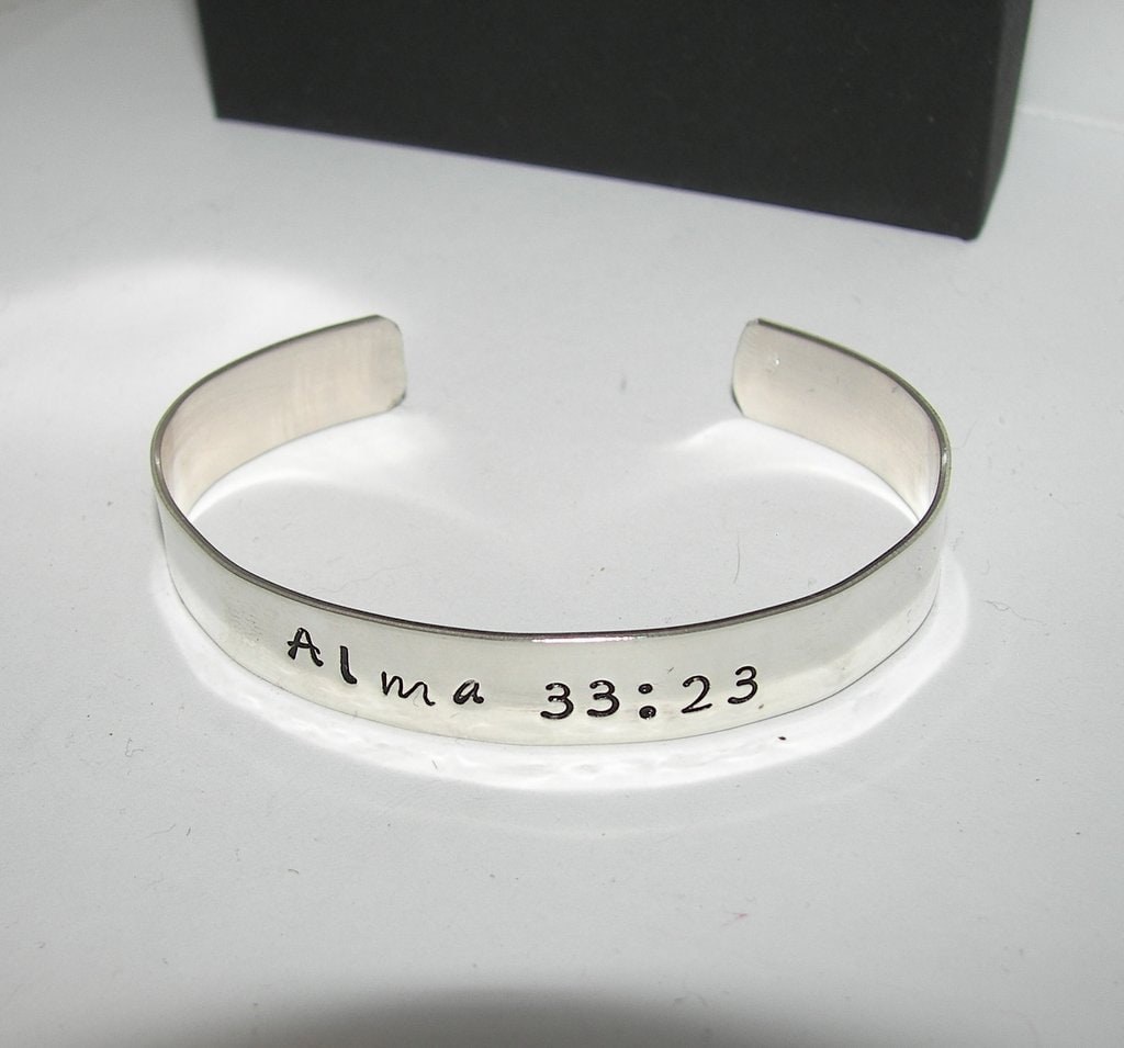 Kids name cuff bracelet bangle, hand stamped cuff bracelet, personalized custom stamped jewelry, handstamped jewelry, view 3