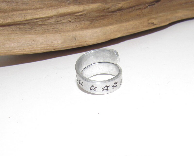 Pewter ring I love you to the moon and back , custom personalized jewelry, hand stamped jewelry ring for friend , gift for best friend, view 5