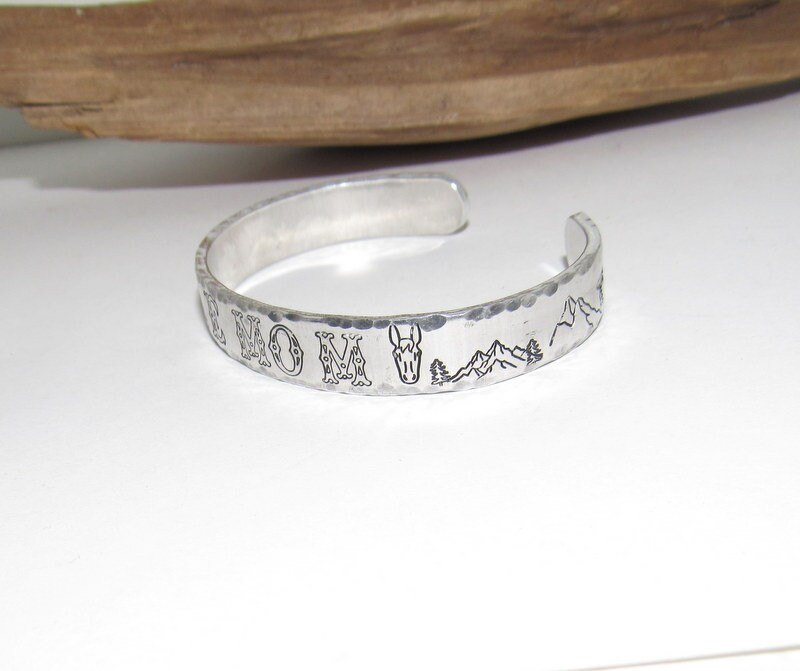 Personalized Mule Mom Western Bracelet, Customizable Hand Stamped Cuff for Horse Owners, Cowgirl Approved Equestrian Bracelet, view 8
