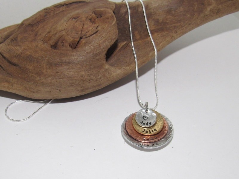4 layer mothers necklace,Personalized jewelry for her, custom stamped jewelry , necklace for her, kids name necklace,hand stamped jewelry, view 4