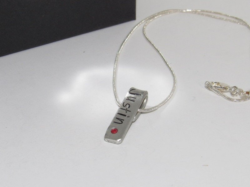 skinny pewter bar necklace with kids names, personalized jewelry for mom, mommy necklace for her, custom hand stamped jewelry