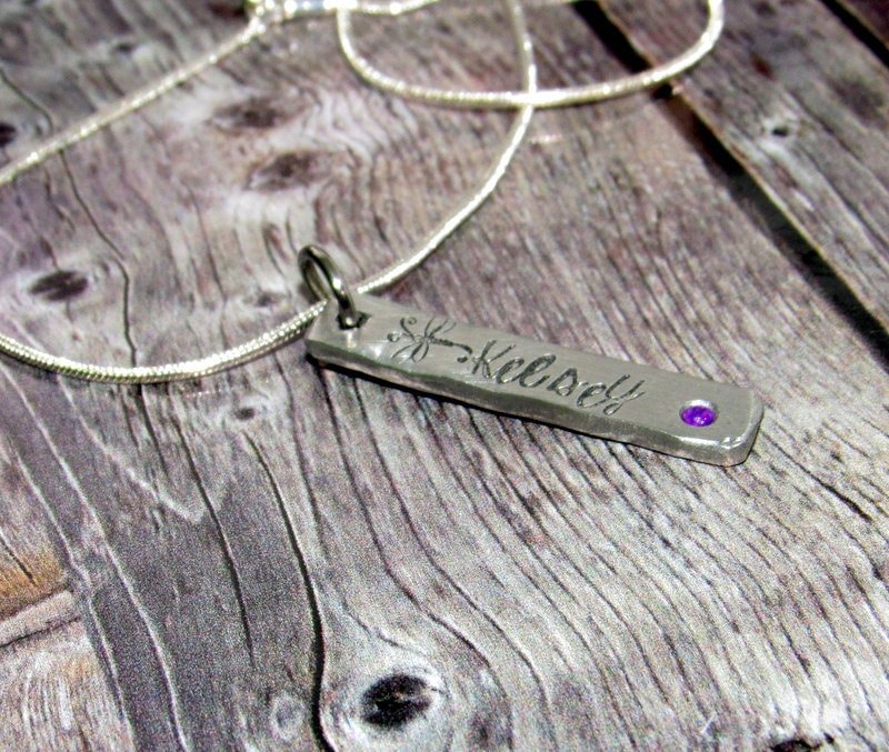 skinny pewter bar necklace with kids names, personalized jewelry for mom, mommy necklace for her, custom hand stamped jewelry