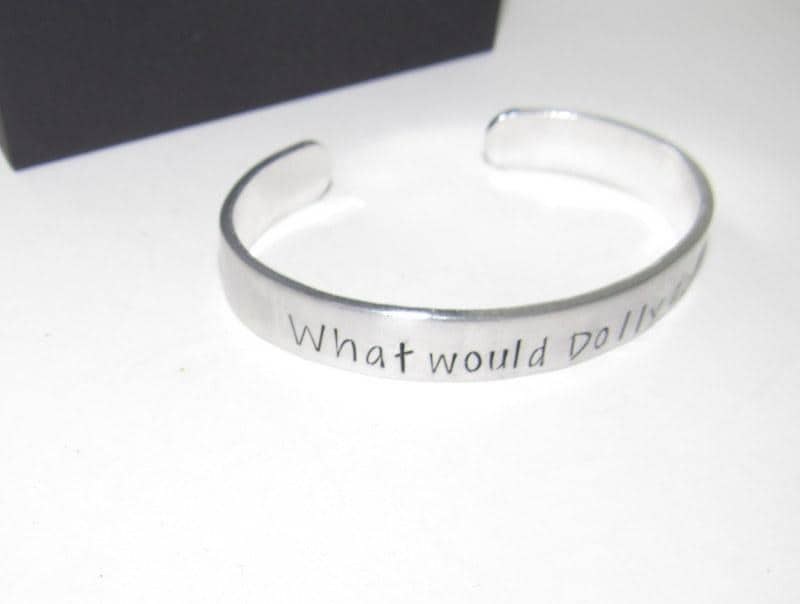What would Dolly do cuff, country girl jewelry, custom stamped jewelry, personalized jewelry, brides maids gifts,, view 10