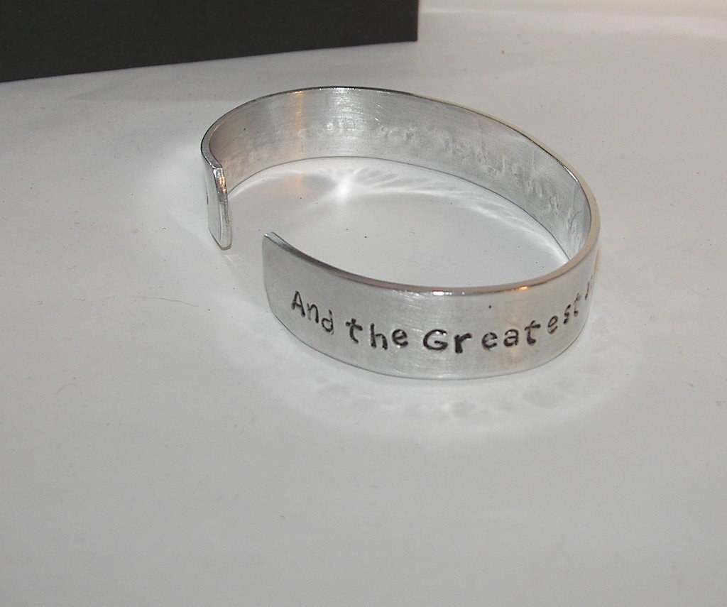And the greatest of these is love cuff, hand stamped cuff bracelet, inspirational personalized jewelry, corth 13 :13, handstamped jewelry, view 7