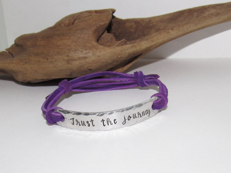 Trust the journey , Personalized bracelet for women, custom paracard bracelet,custom bracelet, personalized jewelry, handstamped jewelry, view 3