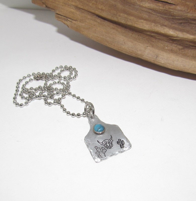Bull head Cow tag necklace , personalized necklace pendant, horse lover gift, western jewelry for her, pendant necklace