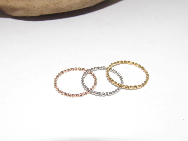 sterling silver bead rings, skinny stacking ring set, bead spacer ring set, personalized jewelry, stacking spacer ring, view 6