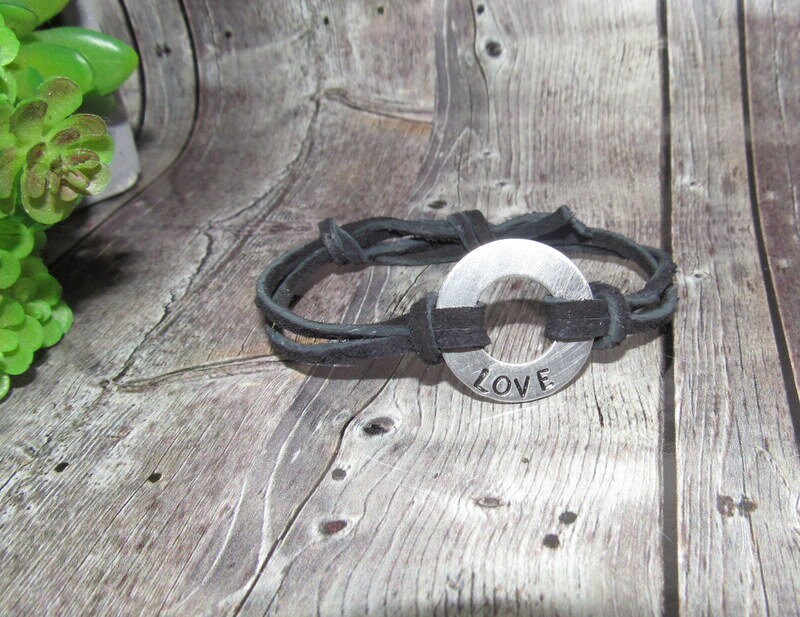 Pewter washer word bracelet, personalized stamped washer , kids name bracelet , pick your word bracelet, , hand stamped jewelry, view 4
