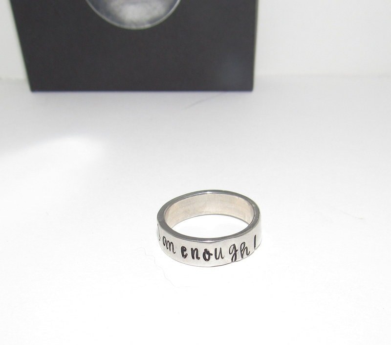 I am enough pewter ring, daily inspiration rings, stamped jewelry , personalized rings, custom rings, view 5