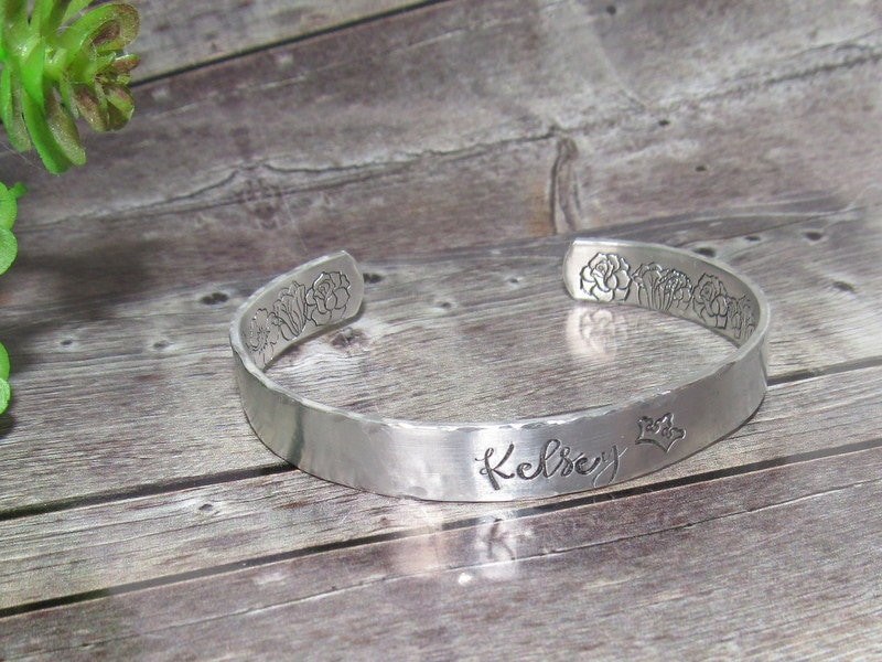 personalized cuff bracelet with your wording , custom hand stamped jewelry, customized jewelry, handstamped jewelry, view 3