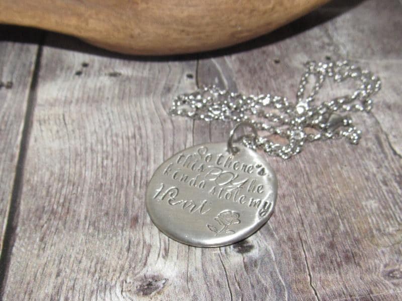 SoThere's This Boy Who Stole My Heart, pewter mom necklace with kids names, Personalized custom hand stamped jewelry gift for grandma, view 5