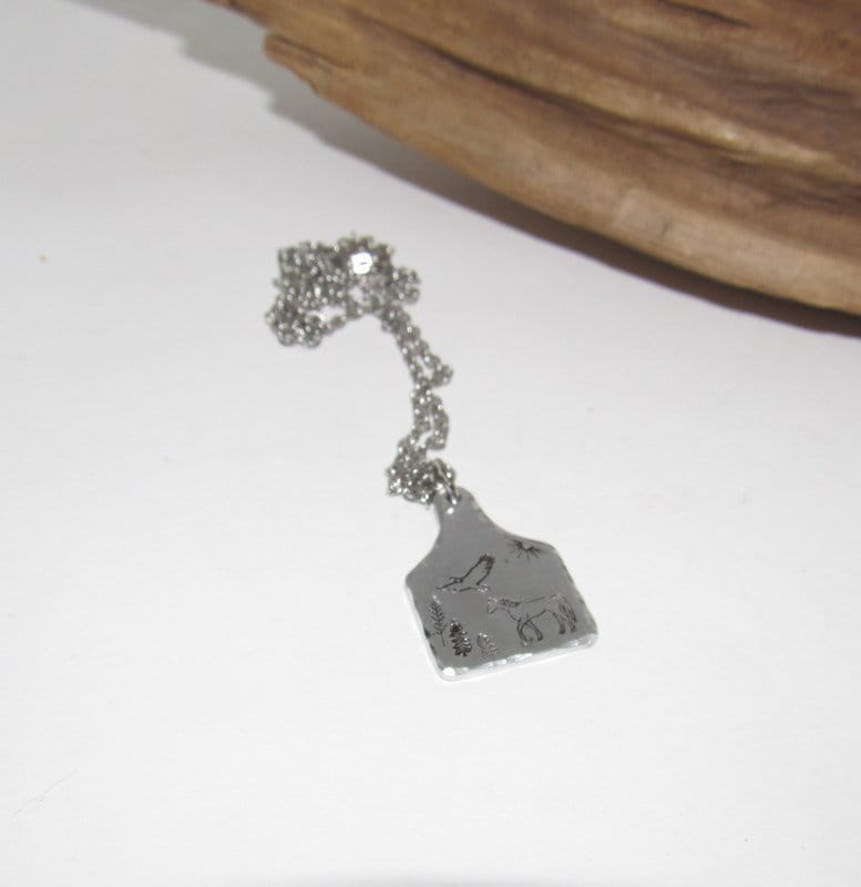 Life on the farm Barn yard Cow tag necklace , personalized necklace pendant, Horse necklace, western jewelry for her, pendant necklace, view 3