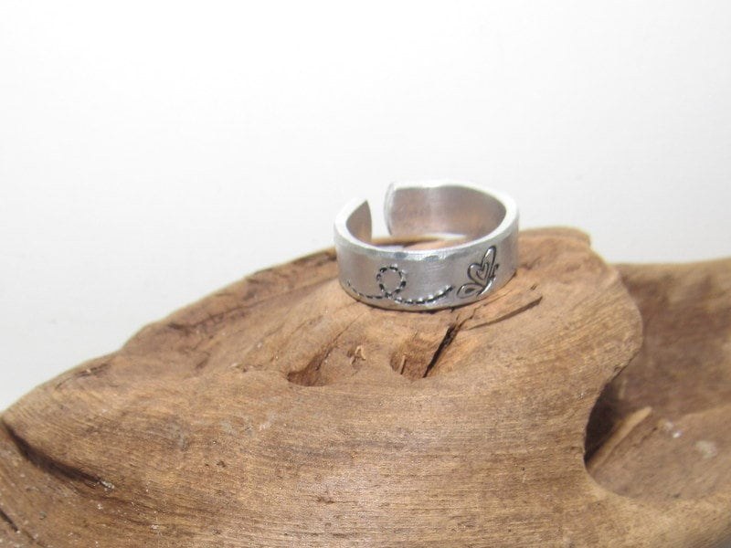 Butterflies Inspirational Ring, Nature Inspirational Ring ,Personalized Silver Hand Stamped Ring, Aluminum Hand Stamped Ring, view 8