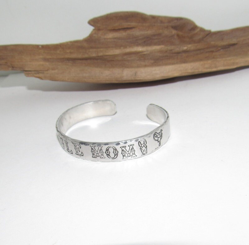 Personalized Mule Mom Western Bracelet, Customizable Hand Stamped Cuff for Horse Owners, Cowgirl Approved Equestrian Bracelet, view 9