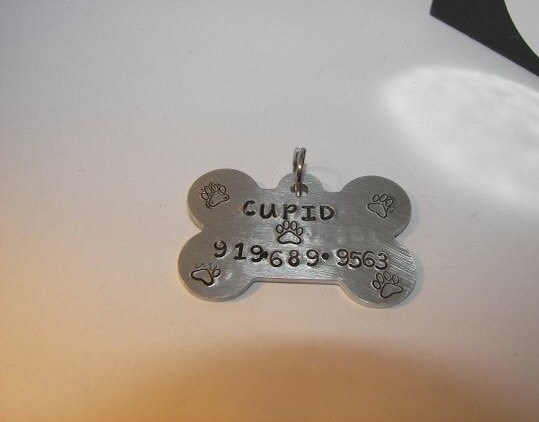 Pet Id tagPersonalized pet tag, hand stamped pet , dog id tag, Dog info tag, pet info tag, custom pet tag, custom stamped pet ID, view 3
