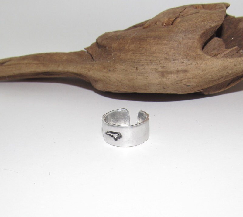 Pick your state Adjustable stamped ring, NC aluminum ring, inspiration rings, adjustable silver ring, stamped jewelry,, view 3