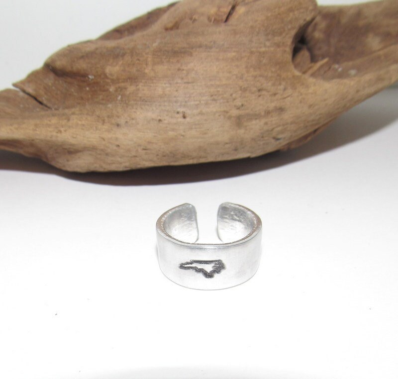 Pick your state Adjustable stamped ring, NC aluminum ring, inspiration rings, adjustable silver ring, stamped jewelry,