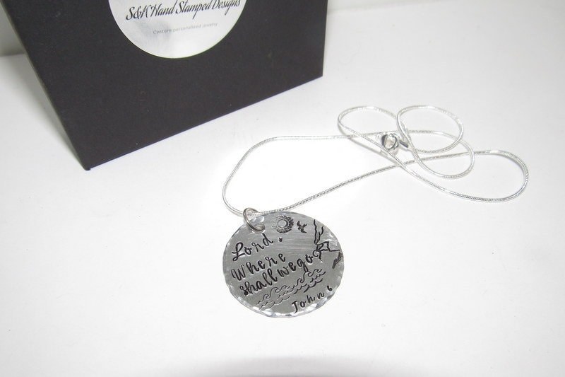 John 6 lord where shall we go necklace, Spiritual personalized jewelry for mom, Bible quote necklace, Mothers custom hand stamped jewelry, view 6