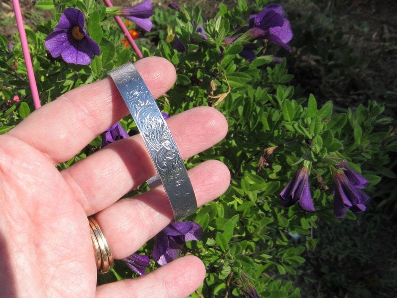 Paisley Floral Print Embossed Cuff, boho paisley jewelry, personalized cuff bracelet, Bff gift, western jewelry cuff,