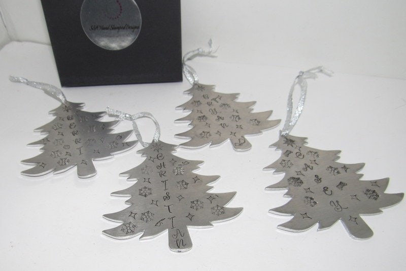 Christmas stocking name charms, Tree ornaments , personalized stocking charms, custom stamped tree ornaments, stocking name tags, view 3
