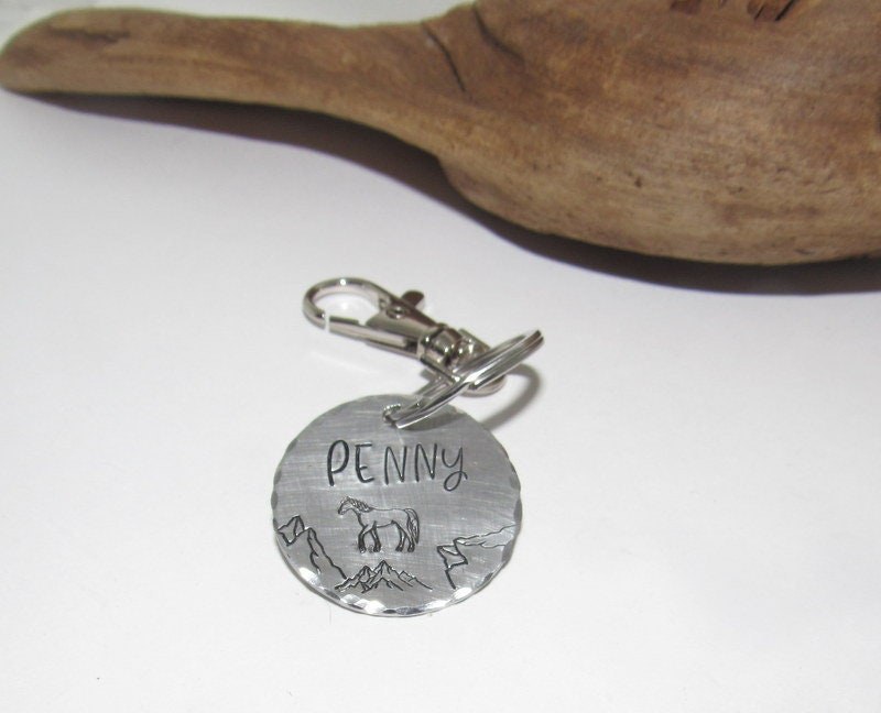 Custom Personalized Metal Horse Halter Tag, Hand stamped Horse ID Tag, Equine Bridle Tag, emergency contact Pony Tag, view 8