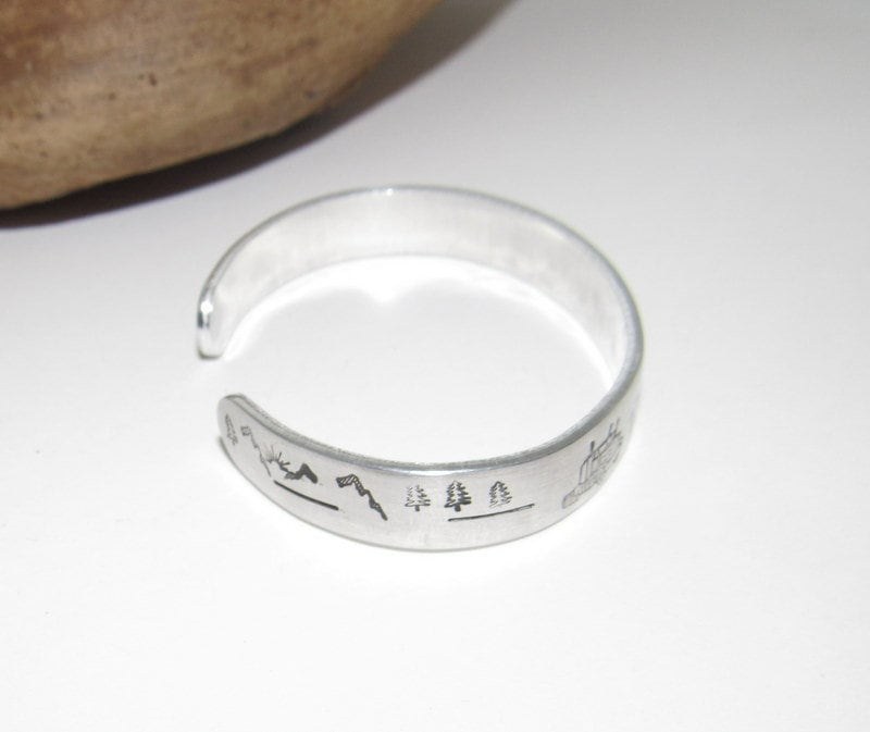Trucking life cuff bracelet, Truckers wife gift, Personalized Adjustable stamped cuff bracelet, adjustable cuff stamped jewelry, view 3