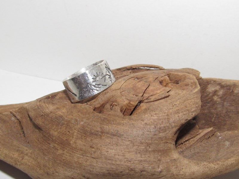 Sterling silver mountain ring ring, thumb ring ,custom personalized jewelry, hand stamped jewelry for mom, Anniversary gift for mom, view 9
