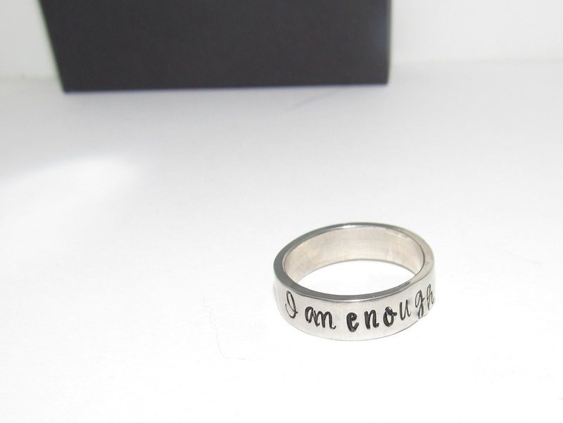 I am enough pewter ring, daily inspiration rings, pewter wrap ring, stamped jewelry , personalized rings, custom rings