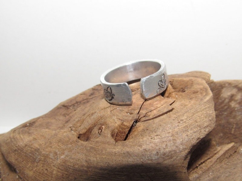 Butterflies Inspirational Ring, Nature Inspirational Ring ,Personalized Silver Hand Stamped Ring, Aluminum Hand Stamped Ring, view 7