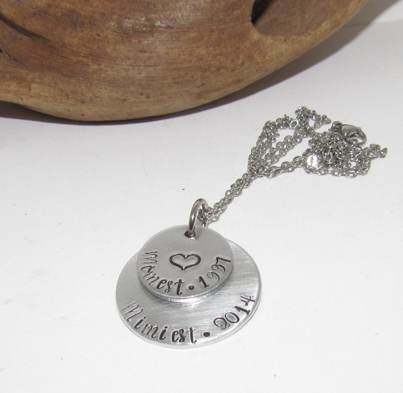 2 layer mothers necklace with kids names, custom hand stamped jewelry , personalized necklace for her, gift for mom, mimi necklace