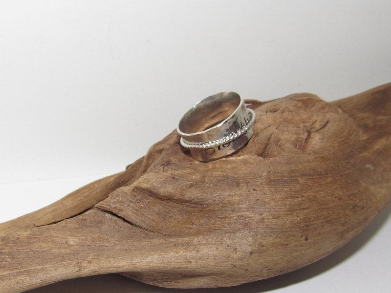 Breathe Sterling silver spinner ring, custom personalized jewelry, hand stamped jewelry for mom, Anniversary gift for mom, view 5