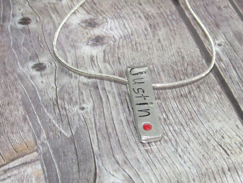 skinny pewter bar necklace with kids names, personalized jewelry for mom, mommy necklace for her, custom hand stamped jewelry