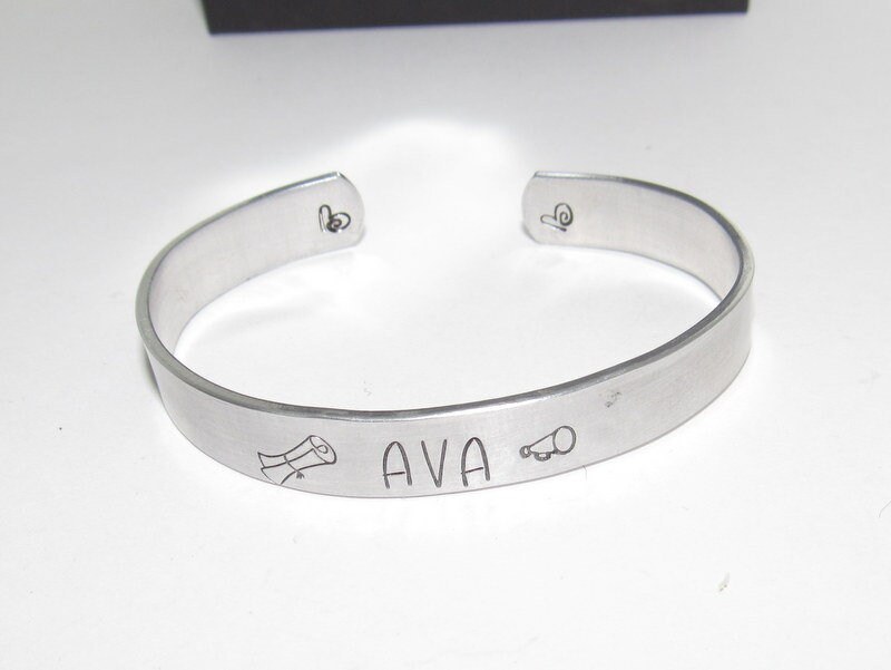 Cheerleader jewelry gift personalized with name and school , custom hand stamped jewelry,, handstamped jewelry