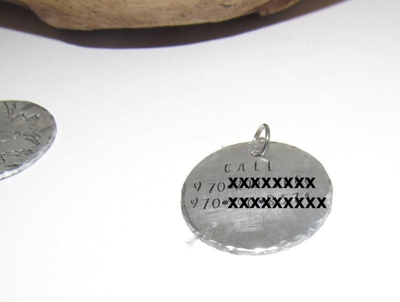 Custom Personalized Metal Horse Halter Tag, Hand stamped Horse ID Tag, Equine Bridle Tag, emergency contact Pony Tag, view 6