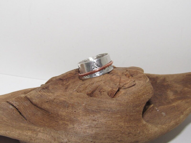 Sterling silver spinner ring, custom personalized jewelry, hand stamped jewelry for mom, Anniversary gift for mom, view 6