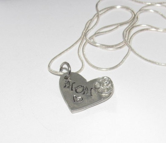 Personalized mom necklace , Pewter Mimi charm necklace, mothers jewelry, custom hand stamped jewelry gift for grandma, view 5