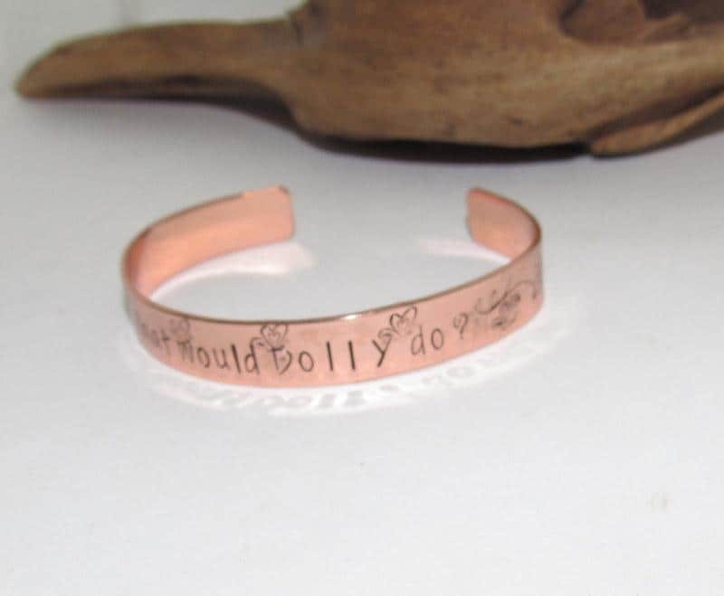 What would Dolly do cuff, country girl jewelry, custom stamped jewelry, personalized jewelry, brides maids gifts,, view 10