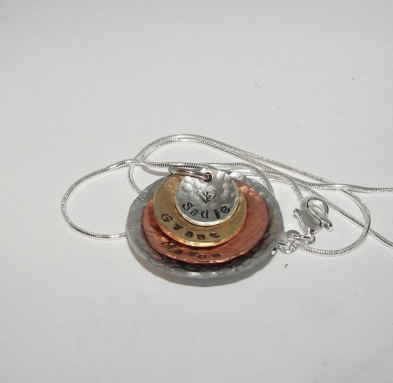 4 layer mom necklace with kids names, personalized mom necklace, custom hand stamped jewelry , Mothers day gift for mom or Grandma, view 5
