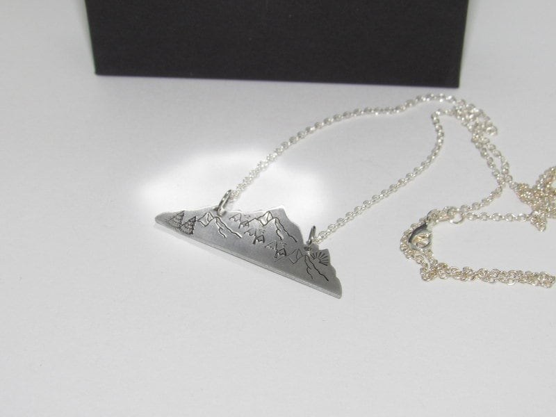 Mountain necklace for her, mountain lover gift, mountain girl jewelry, custom hand stamped necklace for her, custom psalms 121, view 3
