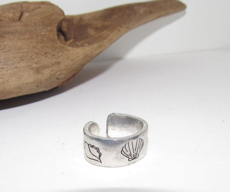 Beach view Personalized Adjustable stamped ring, inspiration rings, adjustable silver ring, stamped jewelry, boho beachring, view 2