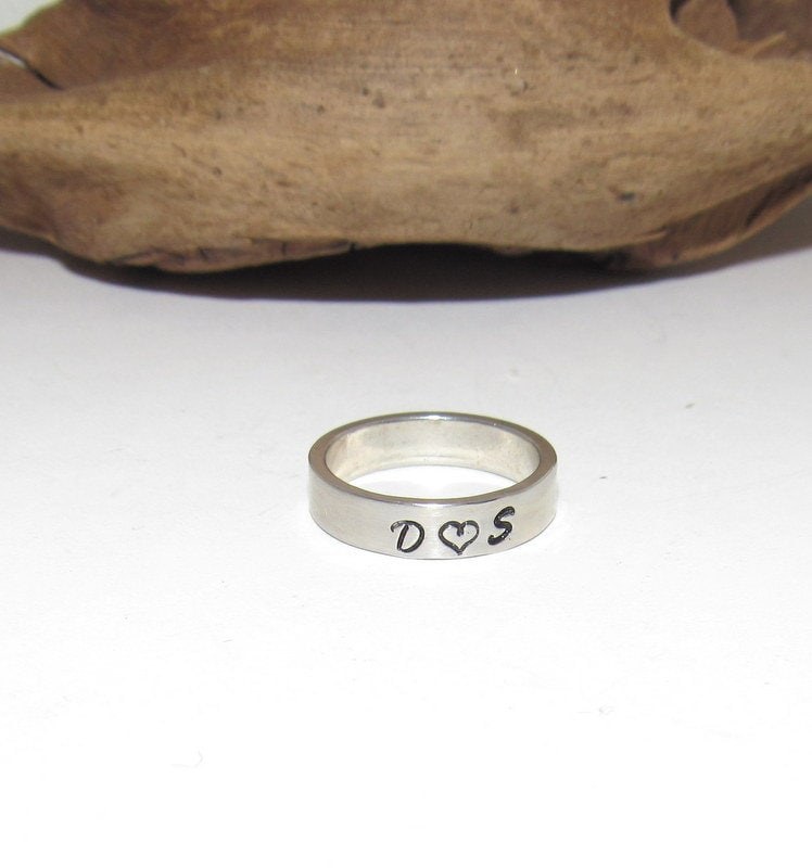 Couples initials pewter ring, daily inspiration rings, stamped jewelry , personalized rings, custom rings