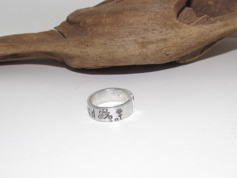 Be Kind ring, Inspirational Ring, adjustable ring ,Personalized Hand Stamped Ring, Aluminum Hand Stamped Ring, design your own ring, view 3