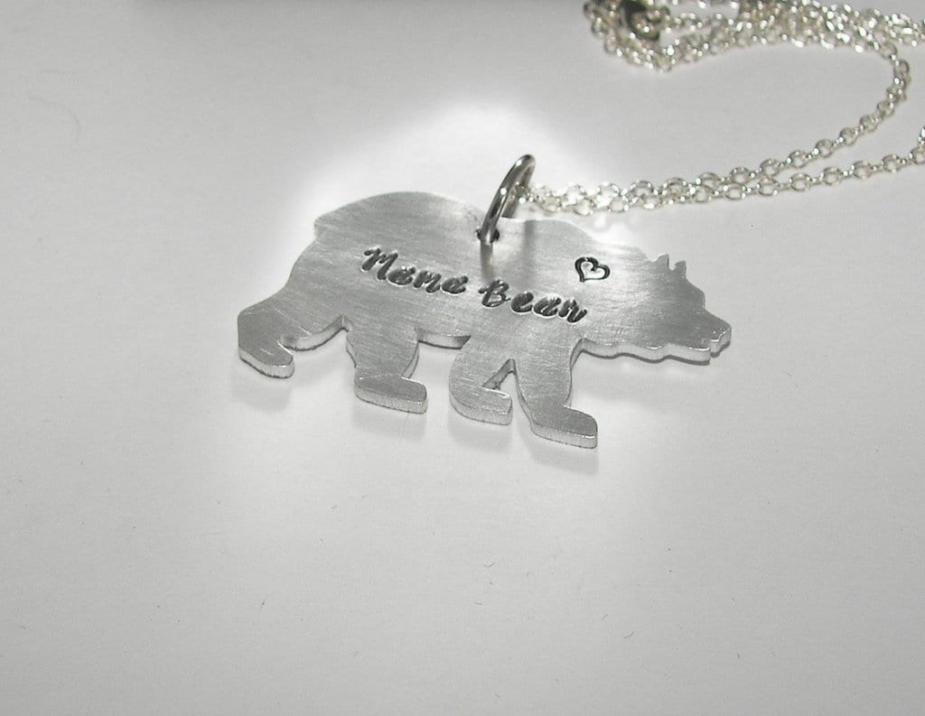 Mama bear necklace, personalized jewelry for mom, hand stamped jewelry, custom stamped gift for mom, handstamped jewelry, view 5