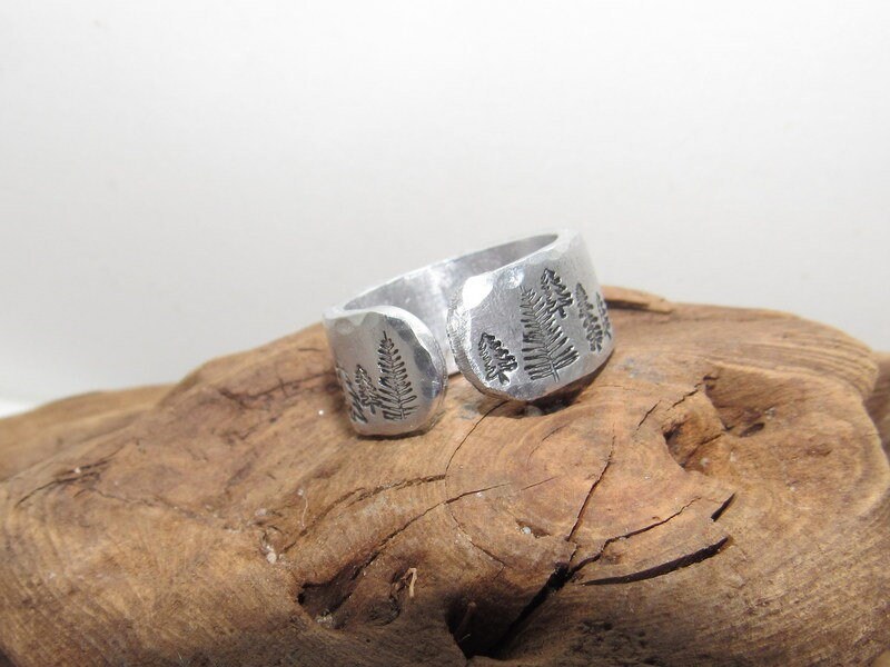 Trees Inspirational Ring, Nature Inspirational Ring ,Personalized Silver Hand Stamped Ring, Forest Aluminum Hand Stamped Ring, view 6