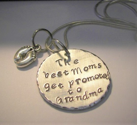 The best mom's get promoted to Grandma, mothers jewelry for grandma, personalized jewerly, hand stamped jewelry, handstamped jewelry, view 4