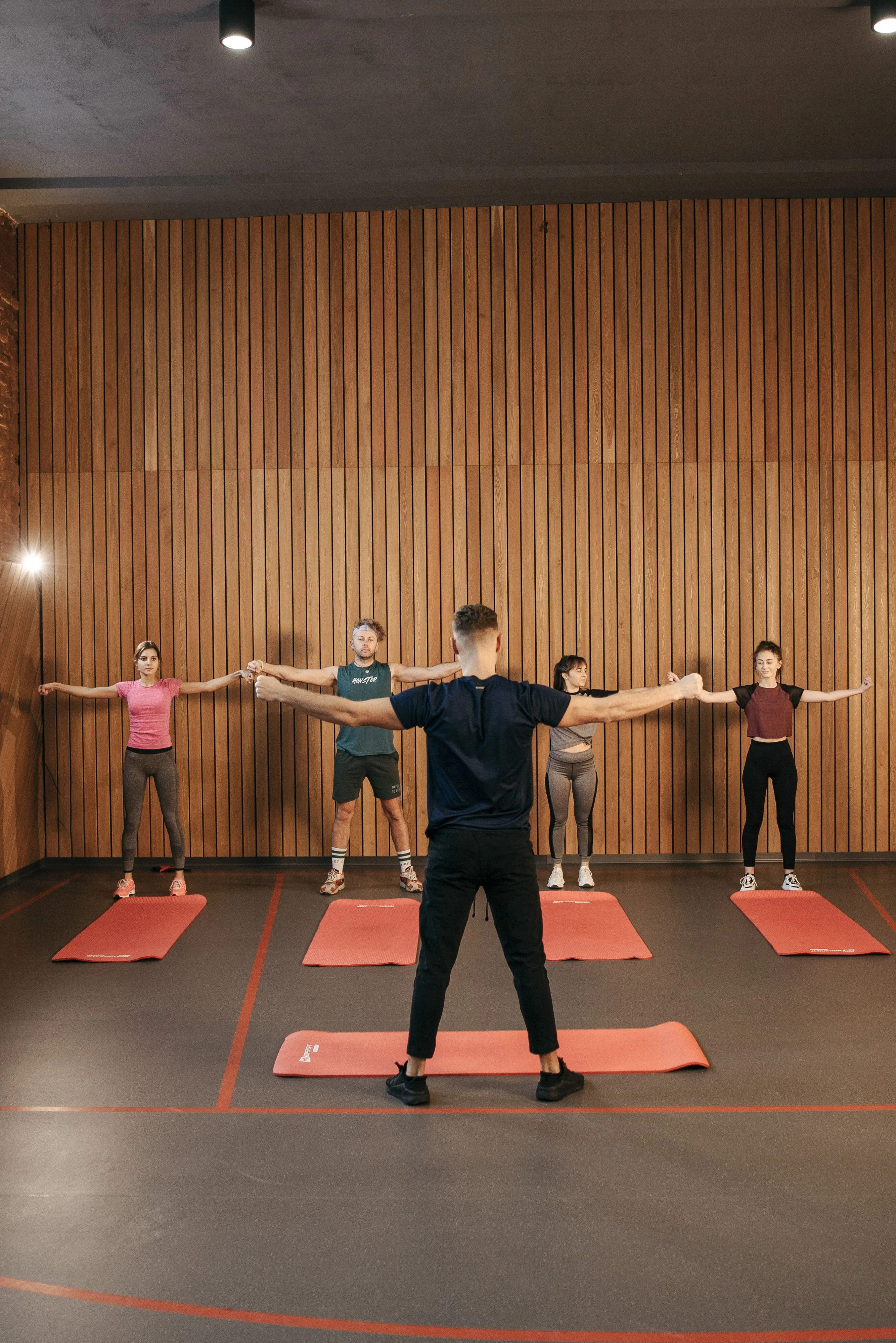 A group warming up together in a fitness class
